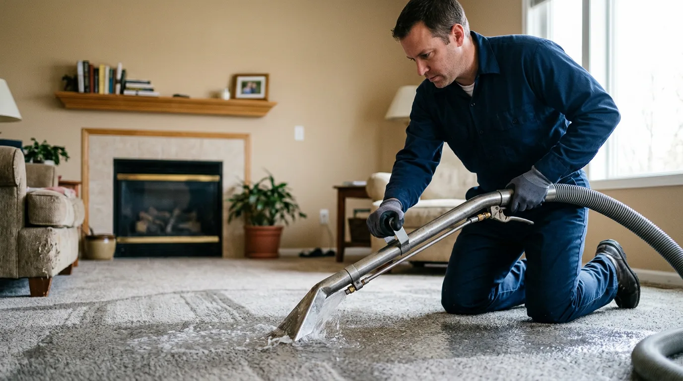 Water damage restoration technician working near Blair, WI